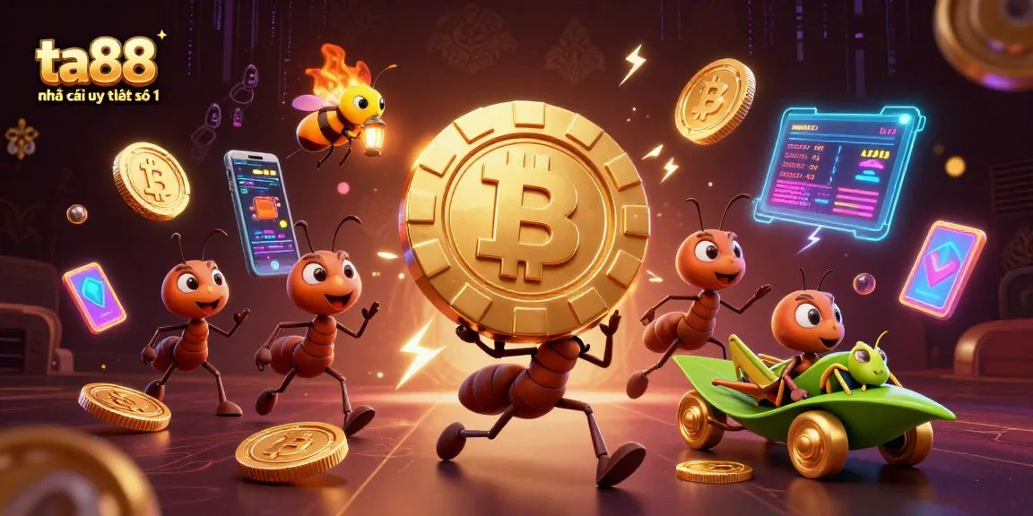 Experience ta88 nhà cái uy tín số 1 with a thrilling heist of golden poker chips in a vibrant casino scene.